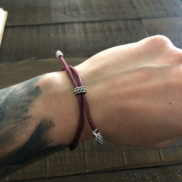 David Yurman Purple Leather Adjustable Cord Bracelet - Picture 4 of 5